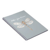 Carnet Libellule grise bleue bronze blanc (Côté Droit)