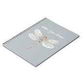 Carnet Libellule grise bleue bronze blanc (Côté gauche)
