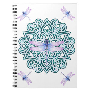 Carnet Libellule Mandala Bleu Rose Violet