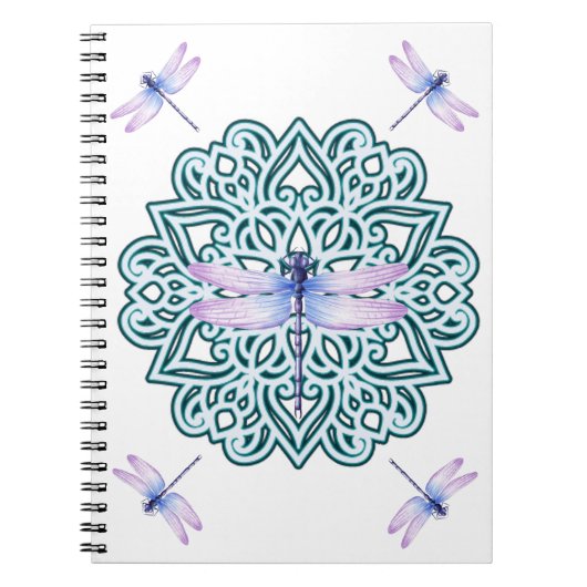 Carnet Libellule Mandala Bleu Rose Violet (Devant)