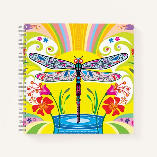 Carnet Libellule radieuse et fleurs sauvages (Devant)
