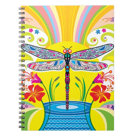 Carnet Libellule radieuse et fleurs sauvages (Devant)
