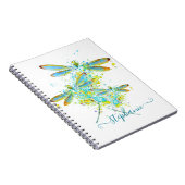 Carnet Libellule sarcelle éclaboussure personnalisée (Côté Droit)