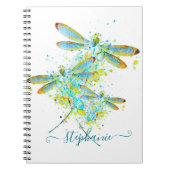 Carnet Libellule sarcelle éclaboussure personnalisée (Devant)