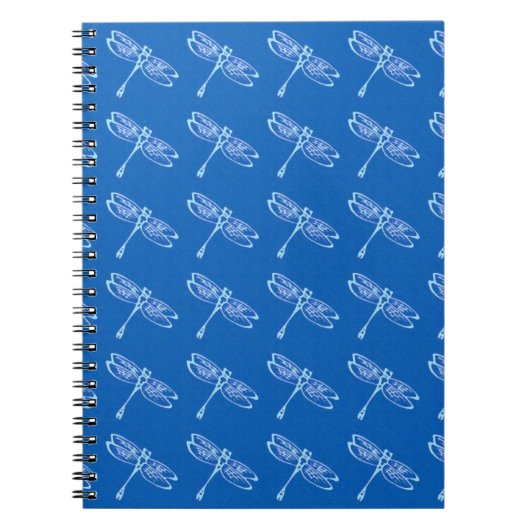 Carnet libellules, bleu pâle sur bleu denim (Devant)