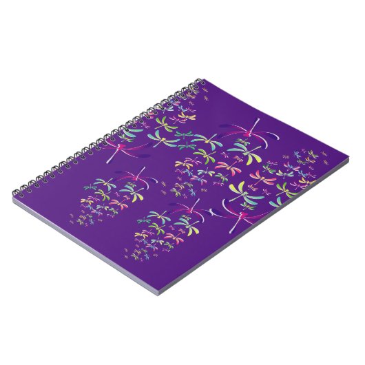 Carnet libellules colorées sur violet (Côté gauche)