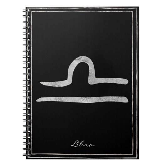 Carnet Libra martelé argent stylisé symbole astrologie (Devant)