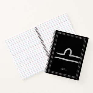 Carnet Libra martelé argent stylisé symbole astrologie n