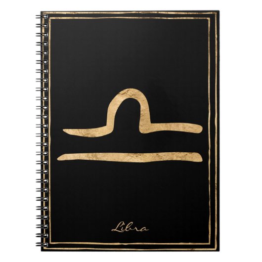 Carnet Libra martelé or stylisé symbole astrologie (Devant)