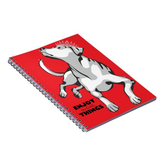 Carnet Libreta con imagen de perro blanco con fondo rojo (Côté Droit)