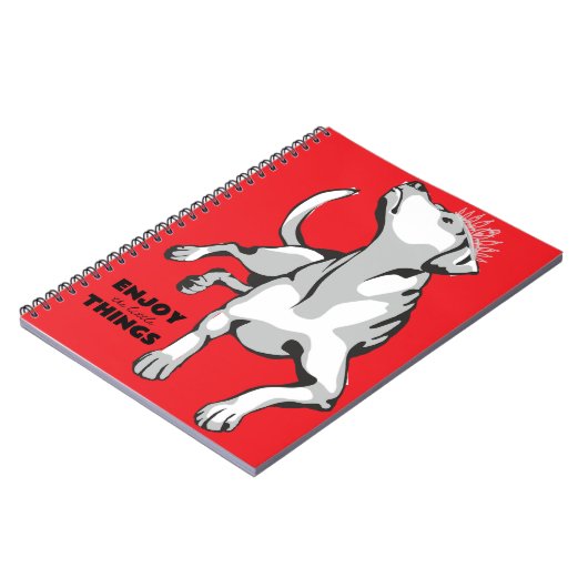 Carnet Libreta con imagen de perro blanco con fondo rojo (Côté gauche)