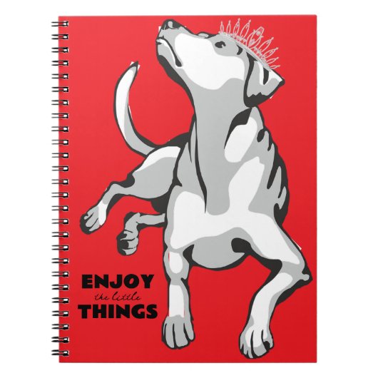 Carnet Libreta con imagen de perro blanco con fondo rojo (Devant)
