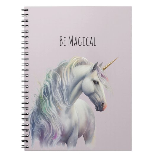 Carnet Licorne à corne d'or blanche magique (Devant)