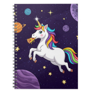 Carnet Licorne aimant la pizza dans l'espace – Fantaisie