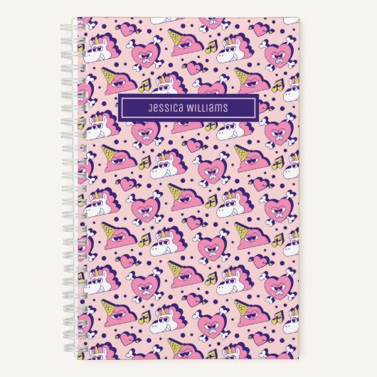 Carnet Licorne anti Saint-Valentin mignonne motif d'amour (Recto)
