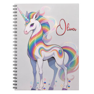 Carnet Licorne arc-en-ciel magique nom Personnalisé