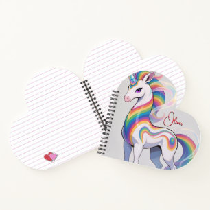 Carnet Licorne arc-en-ciel magique nom Personnalisé