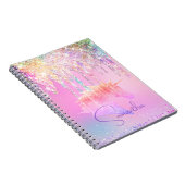 Carnet Licorne arc-en-ciel mignonne monogramme avec goutt (Côté Droit)
