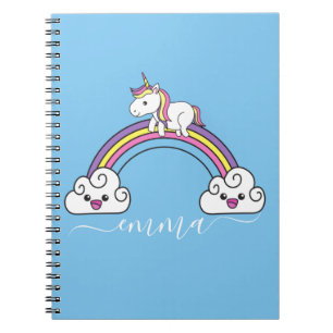 Carnet Licorne Arc-en-Ciel Mignonne Nom Personnalisé
