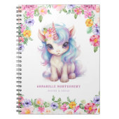 Carnet Licorne Arc-en-ciel Nom Personnalisé École Enfants (Devant)