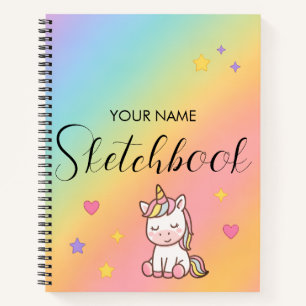 Carnet Licorne Arc-en-ciel Pastel Personnalisé