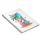 Carnet Licorne avec planche de surf sur la plage (Côté Droit)