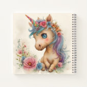 Carnet Licorne bébé adorable aquarelle (Dos)