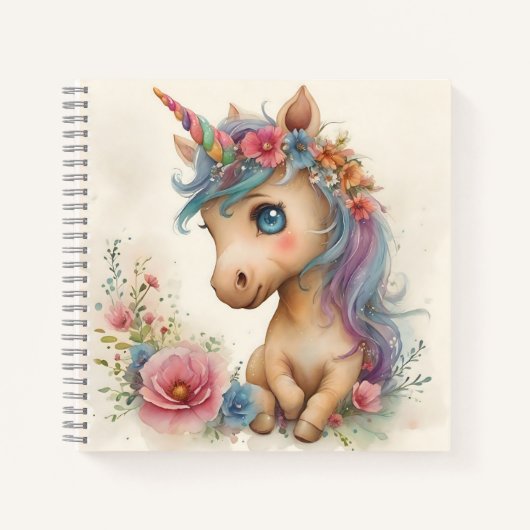Carnet Licorne bébé adorable aquarelle (Devant)