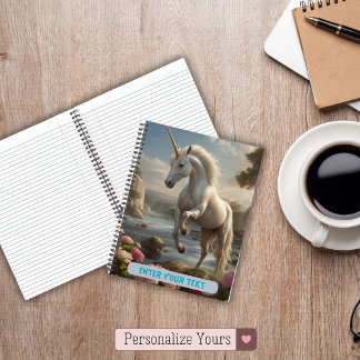 Carnet Licorne blanche personnalisée Fleur Stream