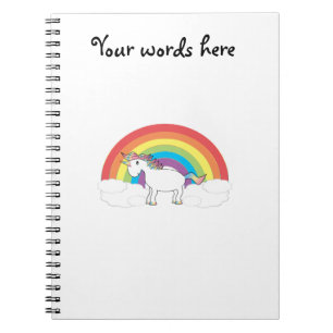 Carnet Licorne blanche sur l'arc-en-ciel et les nuages