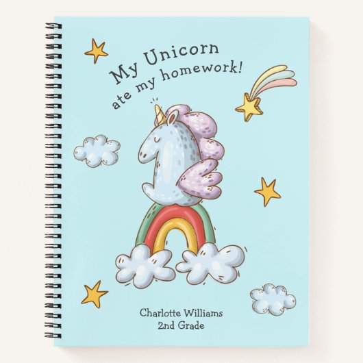 Carnet Licorne Drôle Mignonne A Mangé Mon Devoir Dessin A (Devant)