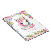 Carnet Licorne Florale Mignonne Personnalisée École Enfan (Côté Droit)