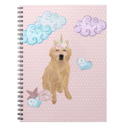 Carnet Licorne Golden Retriever (Devant)