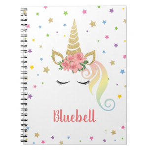 Carnet Licorne Magique Féminine & Étoiles Personnalisé