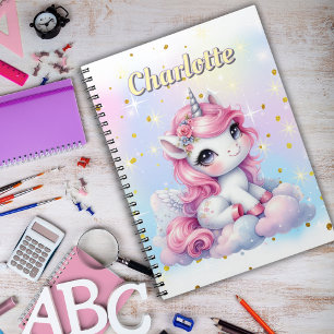 Carnet Licorne magique nuage pastel scintillant
