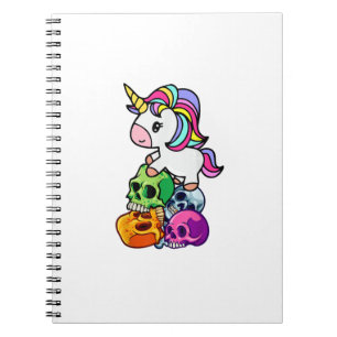Carnet Licorne Mignonne & Crânes Mort. Drôle Goth Emo Hal
