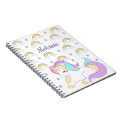 Carnet Licorne mignonne et arcs-en-ciel personnalisés (Côté Droit)