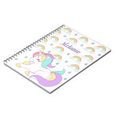 Carnet Licorne mignonne et arcs-en-ciel personnalisés (Côté gauche)
