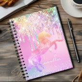 Carnet Licorne mignonne monogramme gouttes de licorne ros