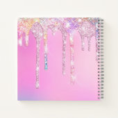 Carnet Licorne mignonne monogramme gouttes de paillettes  (Dos)