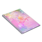 Carnet Licorne mignonne monogramme gouttes de paillettes  (Côté Droit)