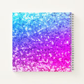 Carnet Licorne mignonne monogramme or arc-en-ciel paillet (Dos)