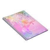 Carnet Licorne mignonne monogramme rose pailleté gouttes (Côté Droit)