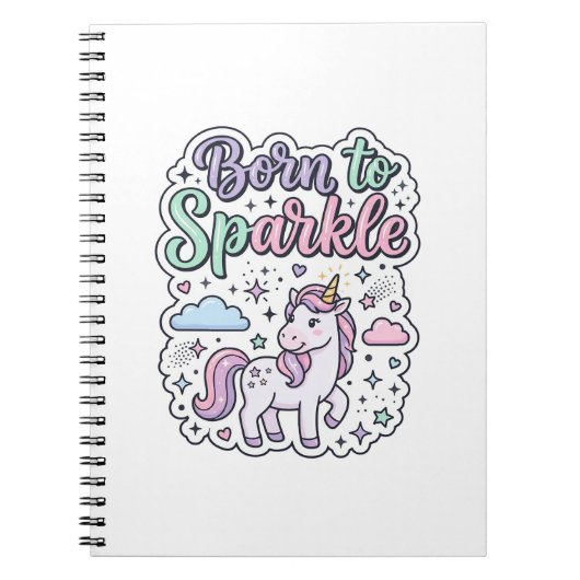 Carnet Licorne née pour briller Graphisme Merch Desig (Devant)