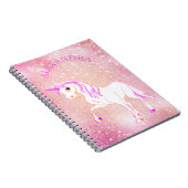 Carnet Licorne Pailletée Rose Féminin Douce Personnalisée (Côté Droit)