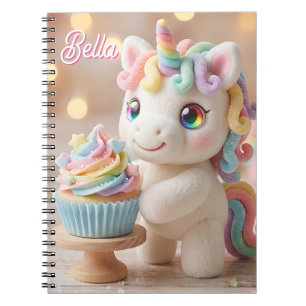 Carnet Licorne pastel avec Cupcake arc-en-ciel
