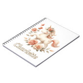 Carnet Licorne pastel fantaisiste avec des roses (Côté gauche)