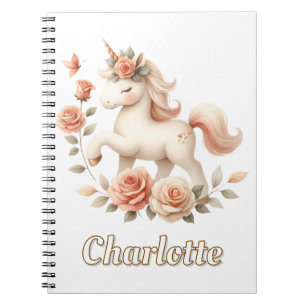 Carnet Licorne pastel fantaisiste avec des roses