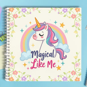 Carnet Licorne pastel magique avec arc-en-ciel