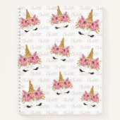 Carnet Licorne Personnalisée avec Nom Répété et Monogramm (Devant)